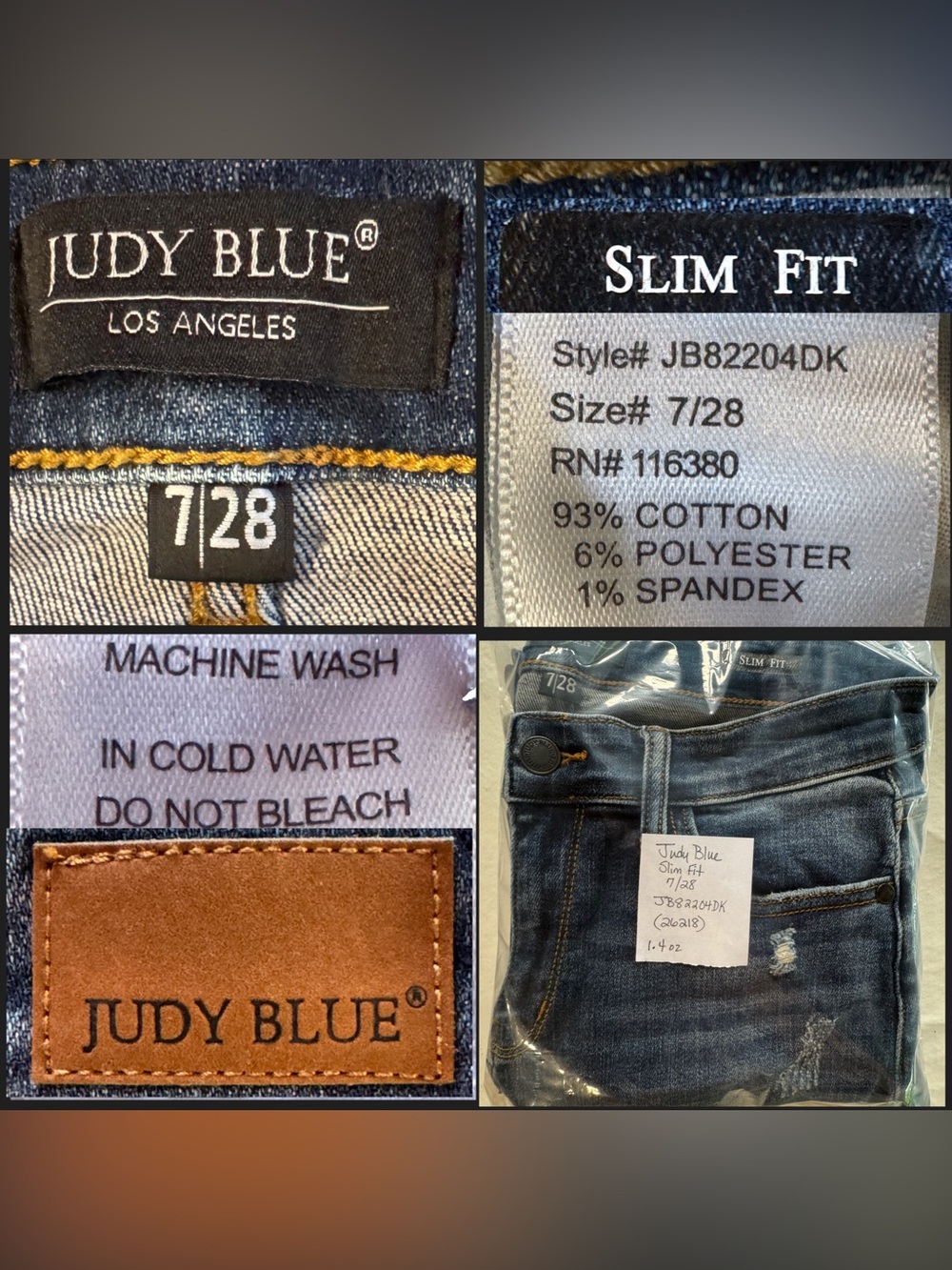 Judy Blue Destroyed Cuffed Mid-Rise Slim Fit Jeans Cuffed or Uncuffed (7/28) - Picture 5 of 15